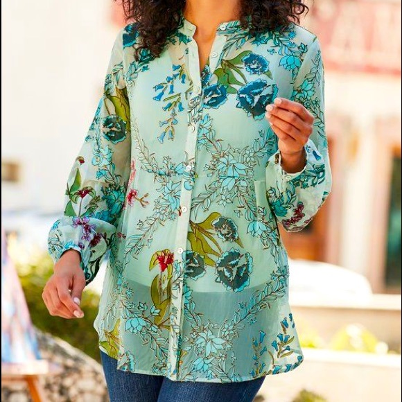 Soft Surroundings Tops - Soft Surroundings Becca Shirt & Cami - Burnout Velvet top